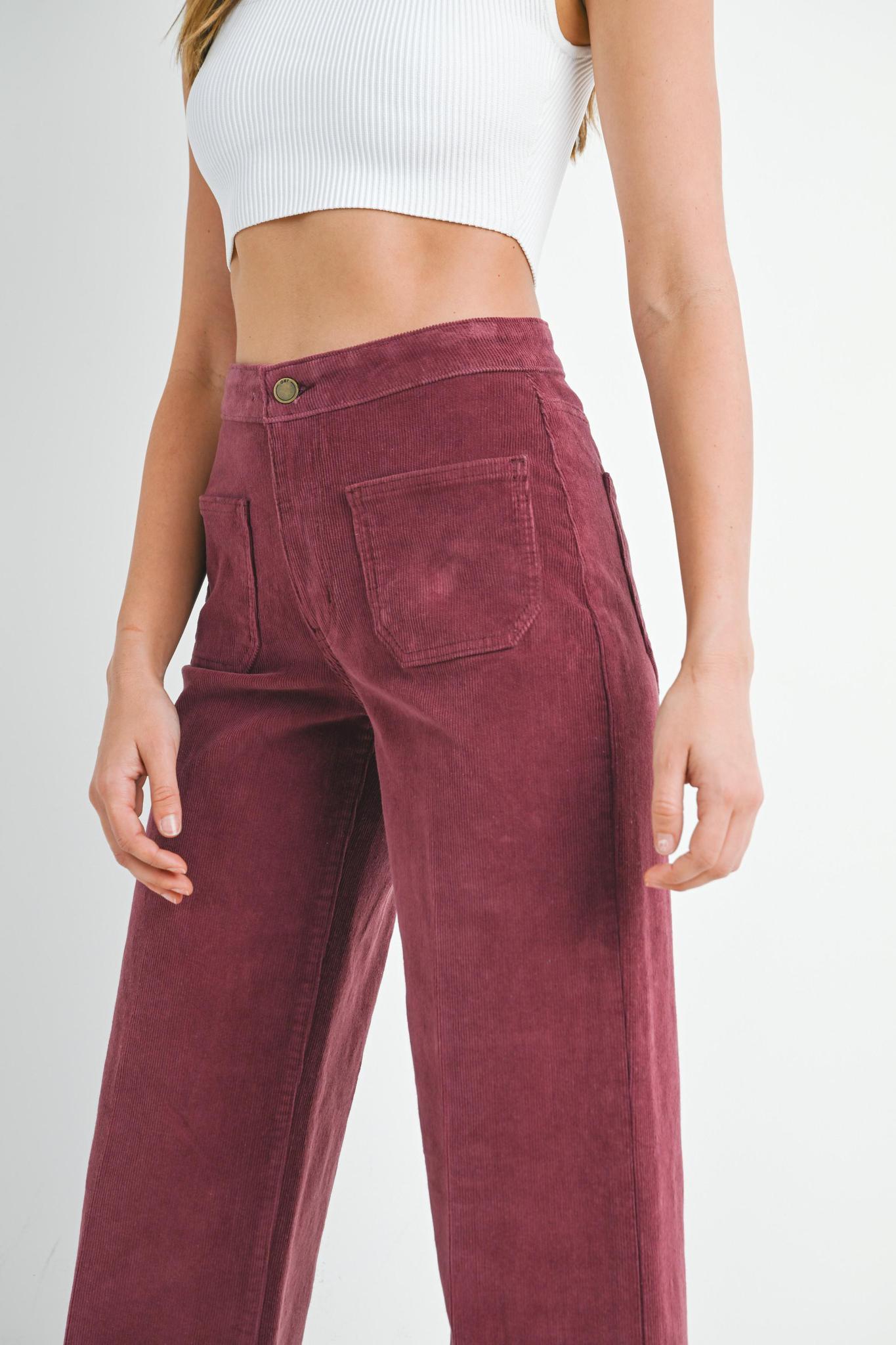 Dark Burgundy Corduroy Mini Patch Pocket