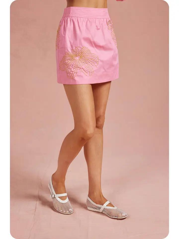 Bubblegum and Chartreuse Embroidered Set
