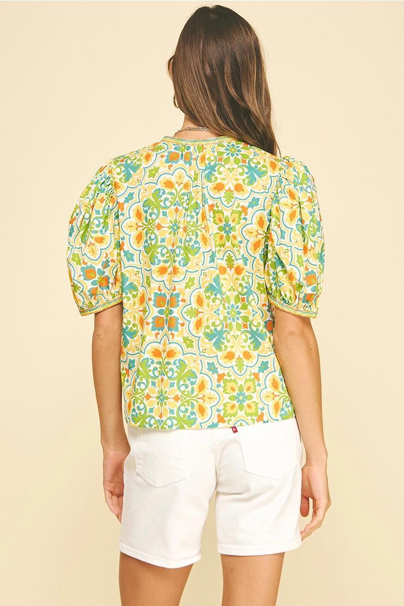 Yellow Multi Damask Top