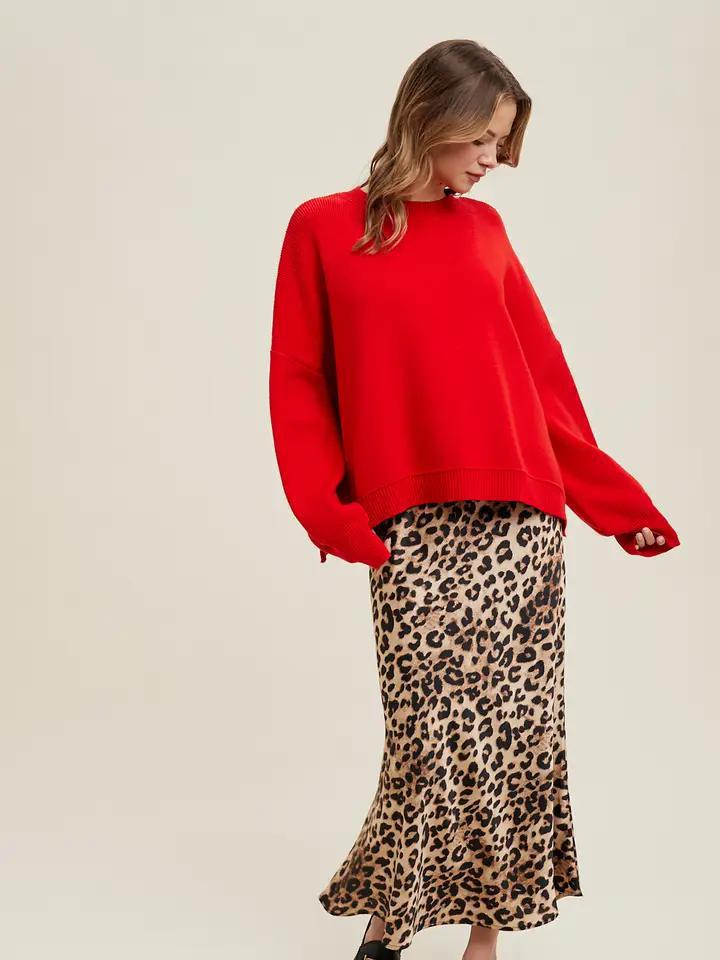 Red Drop Shoulder Sweater