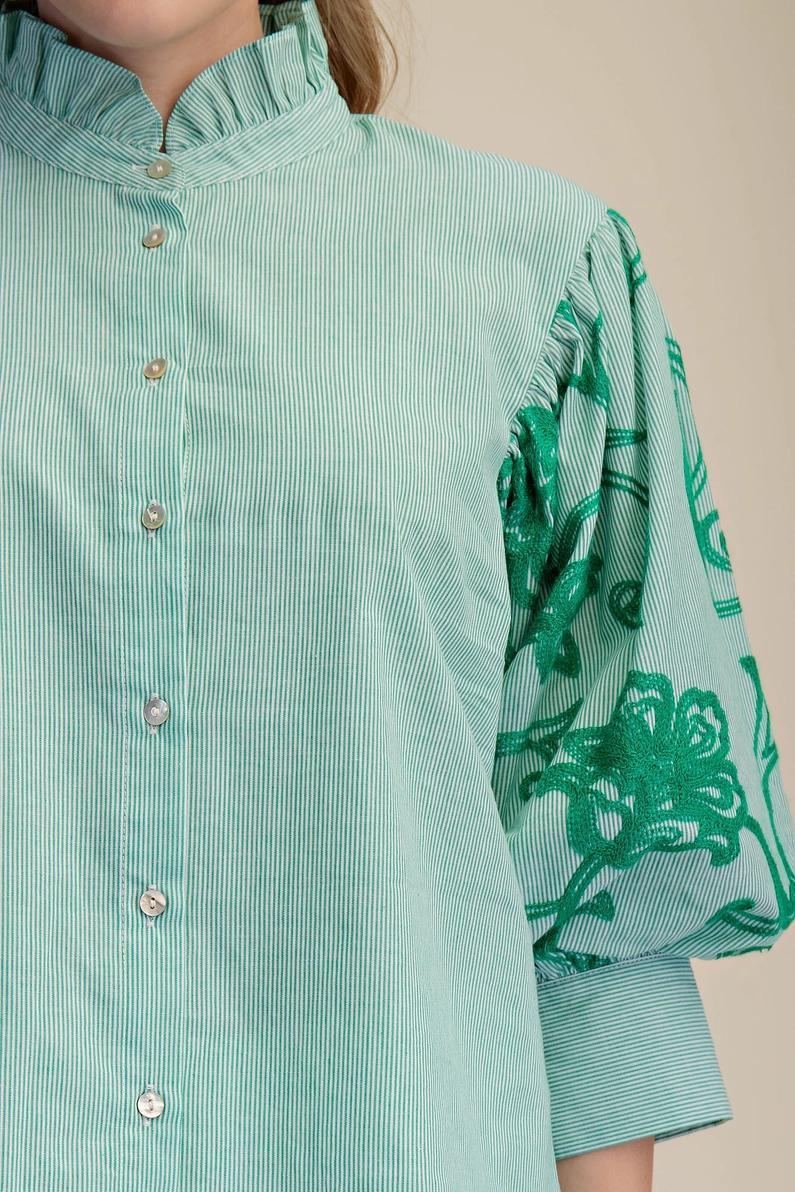 Green Pinstriped Top