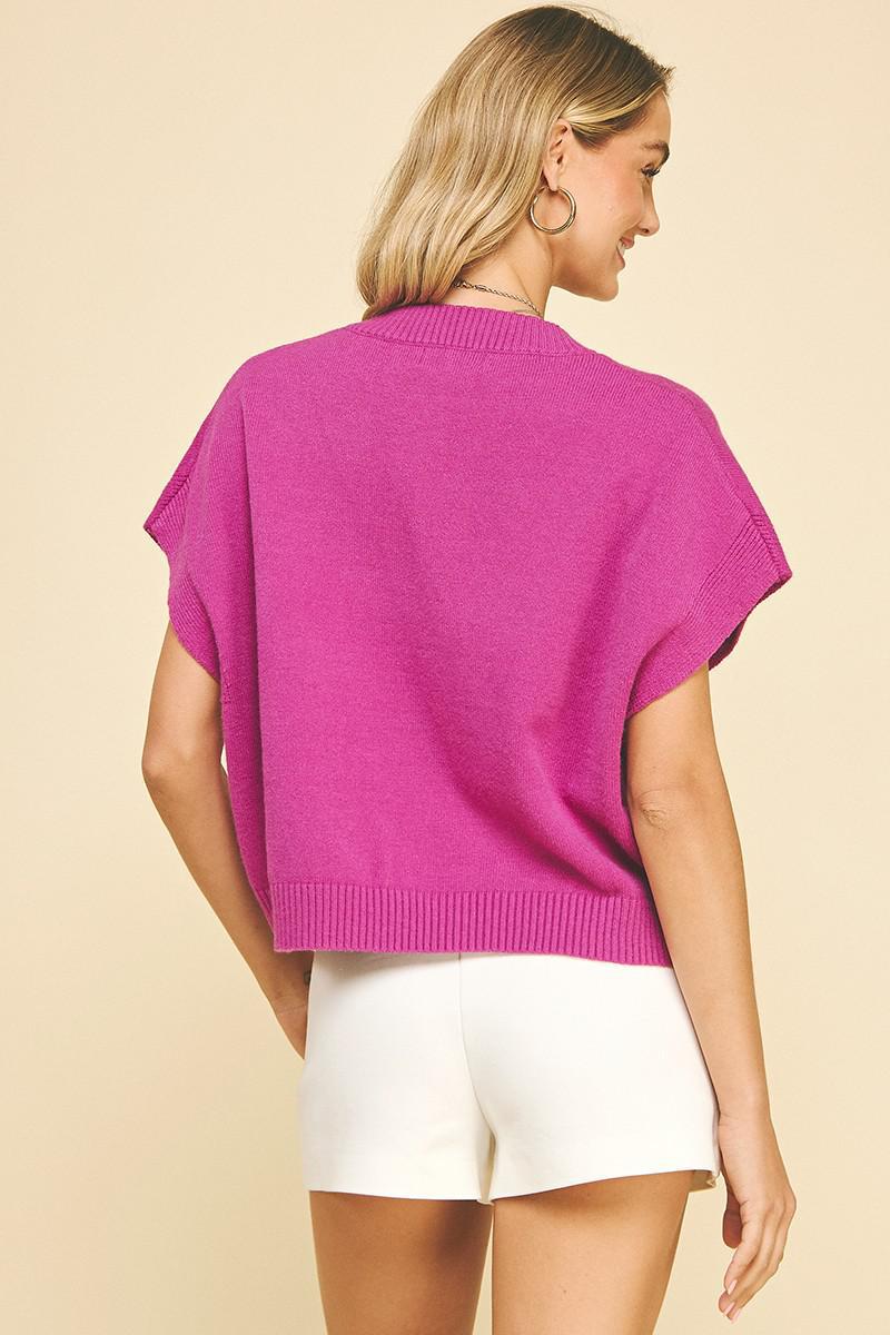 Rose Pink V Neck Sweater