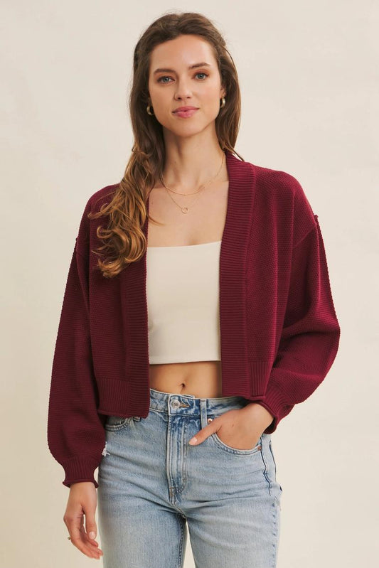 Rosewood Open Front Cardigan