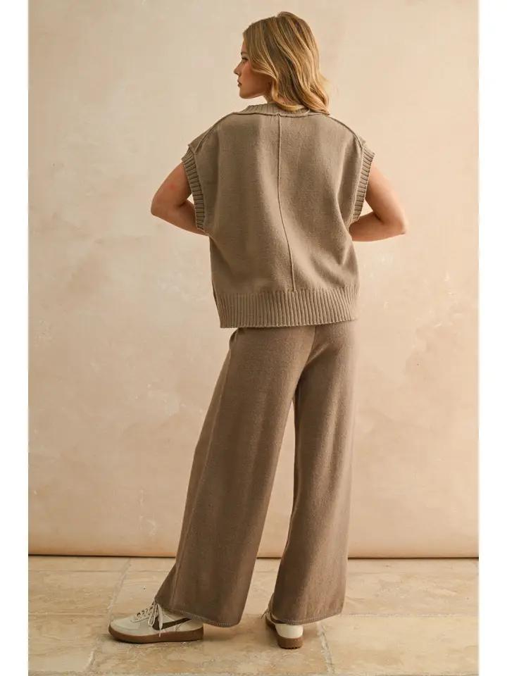 Mocha Wideleg Sweater Set