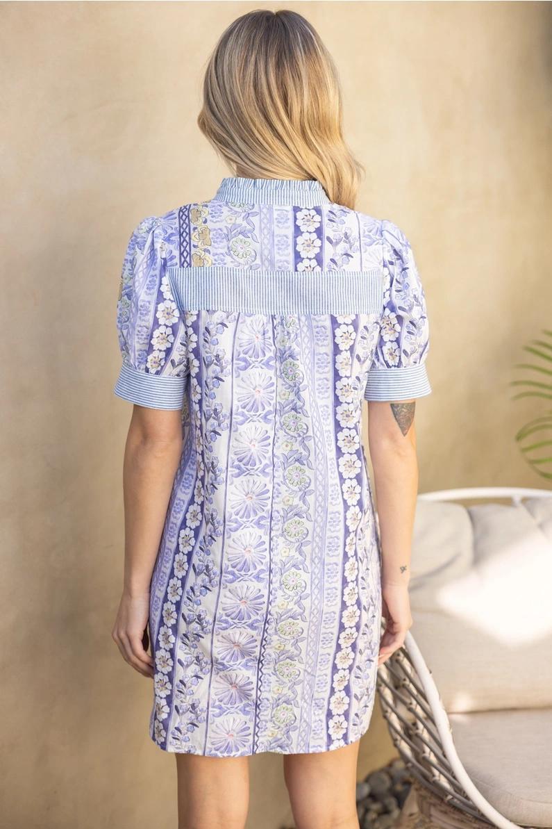 Blue Striped Band Detailed Dress