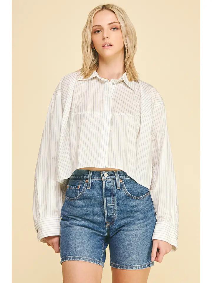 White Striped Button Down Shirt
