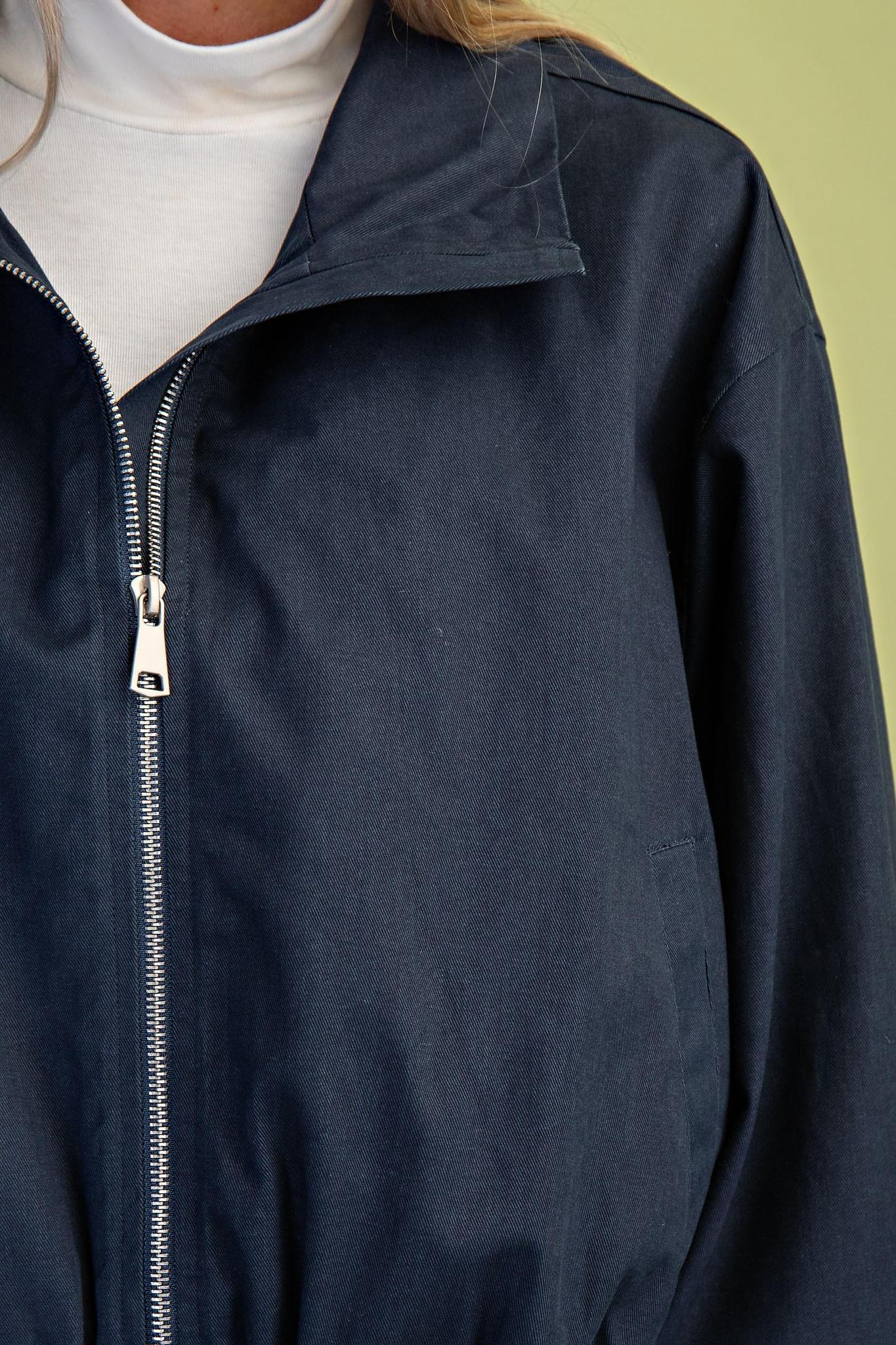 Navy Mock Neck Jacket