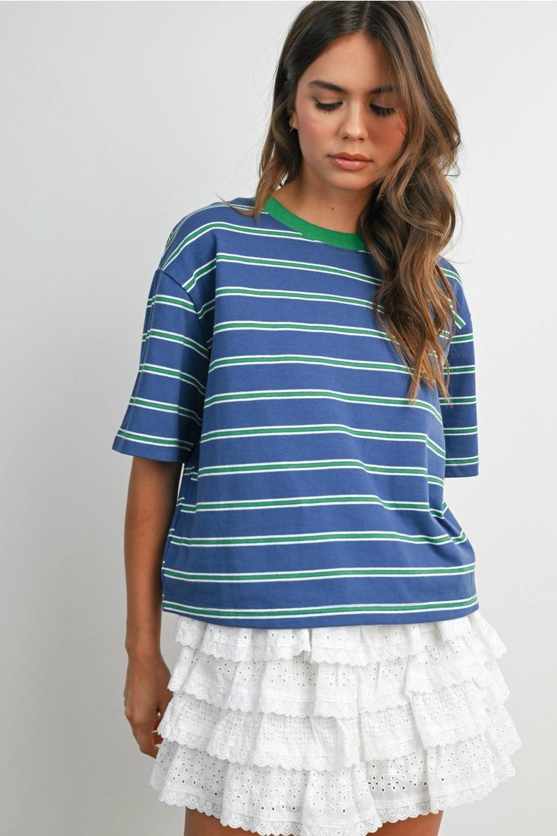 Blue and Green Boxy T shirt