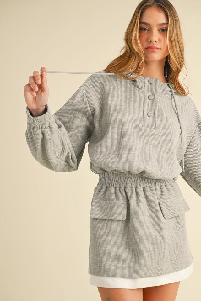Grey Terry Hood Mini Dress