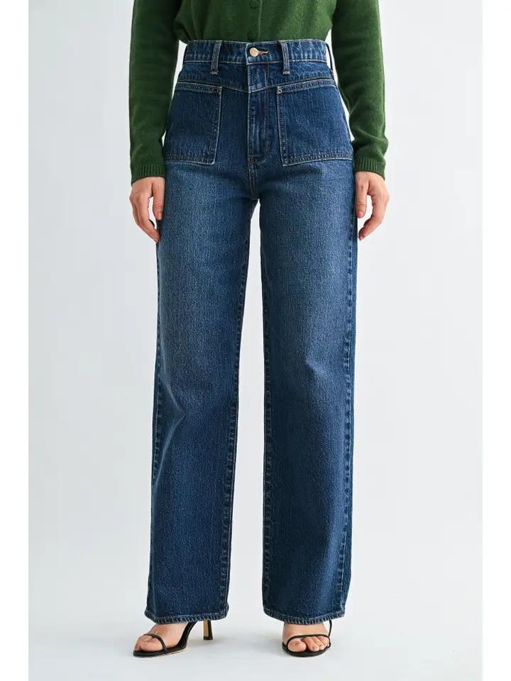 Dark  Denim Square Pocket Straight Jean