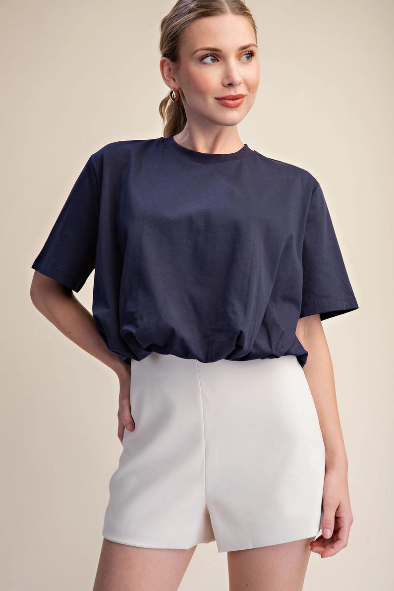 Navy Bubble Hem Tee