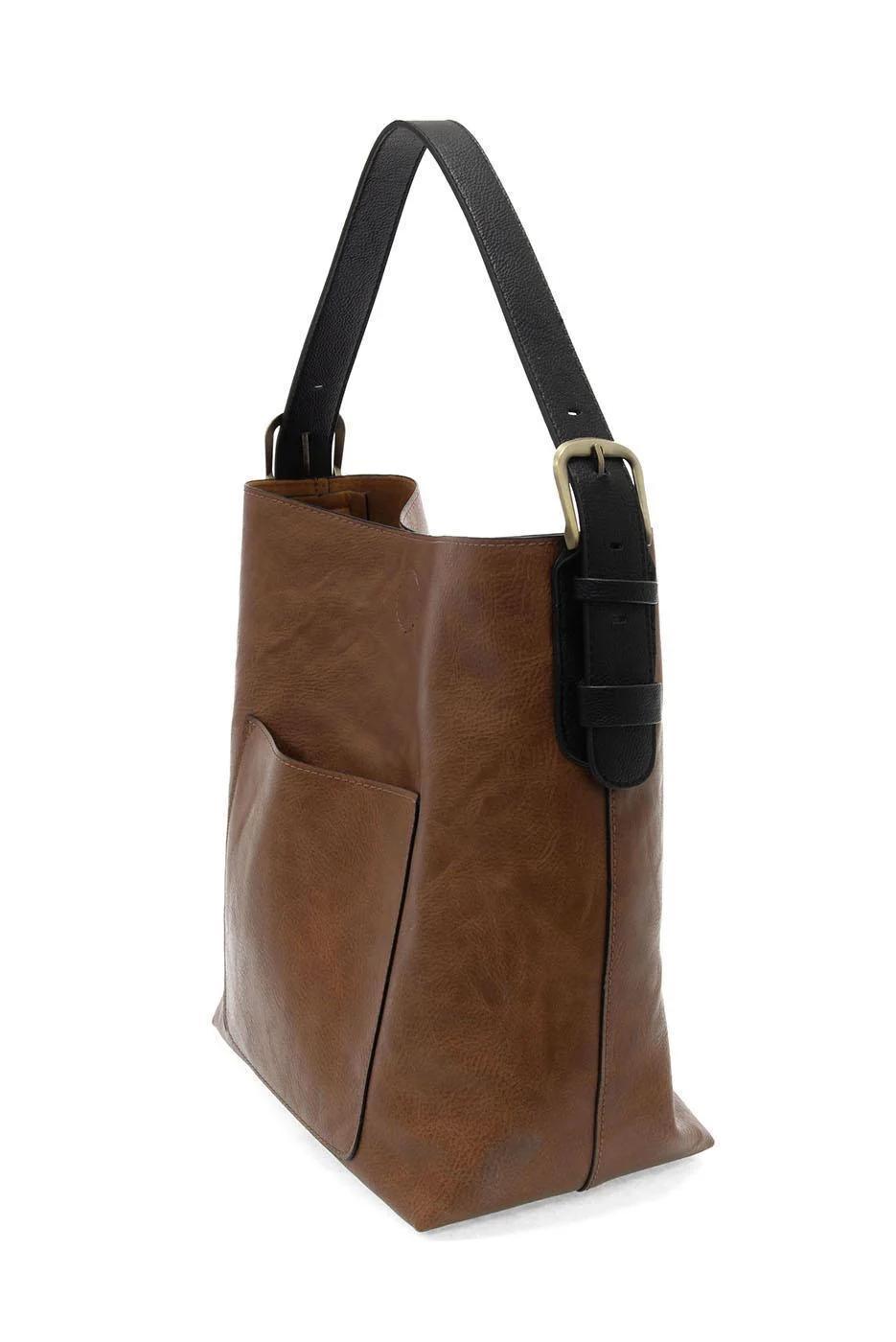 Pecan Hobo with Black Handle Handbag