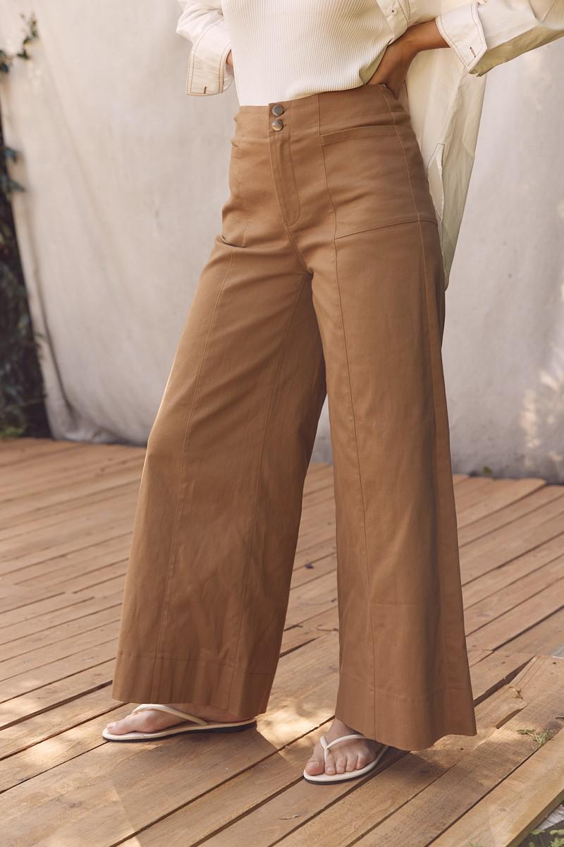 Camel Wide Leg Stretchy Pants