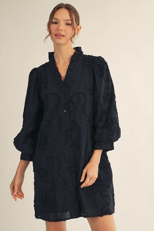 Black 3D Floral Dress