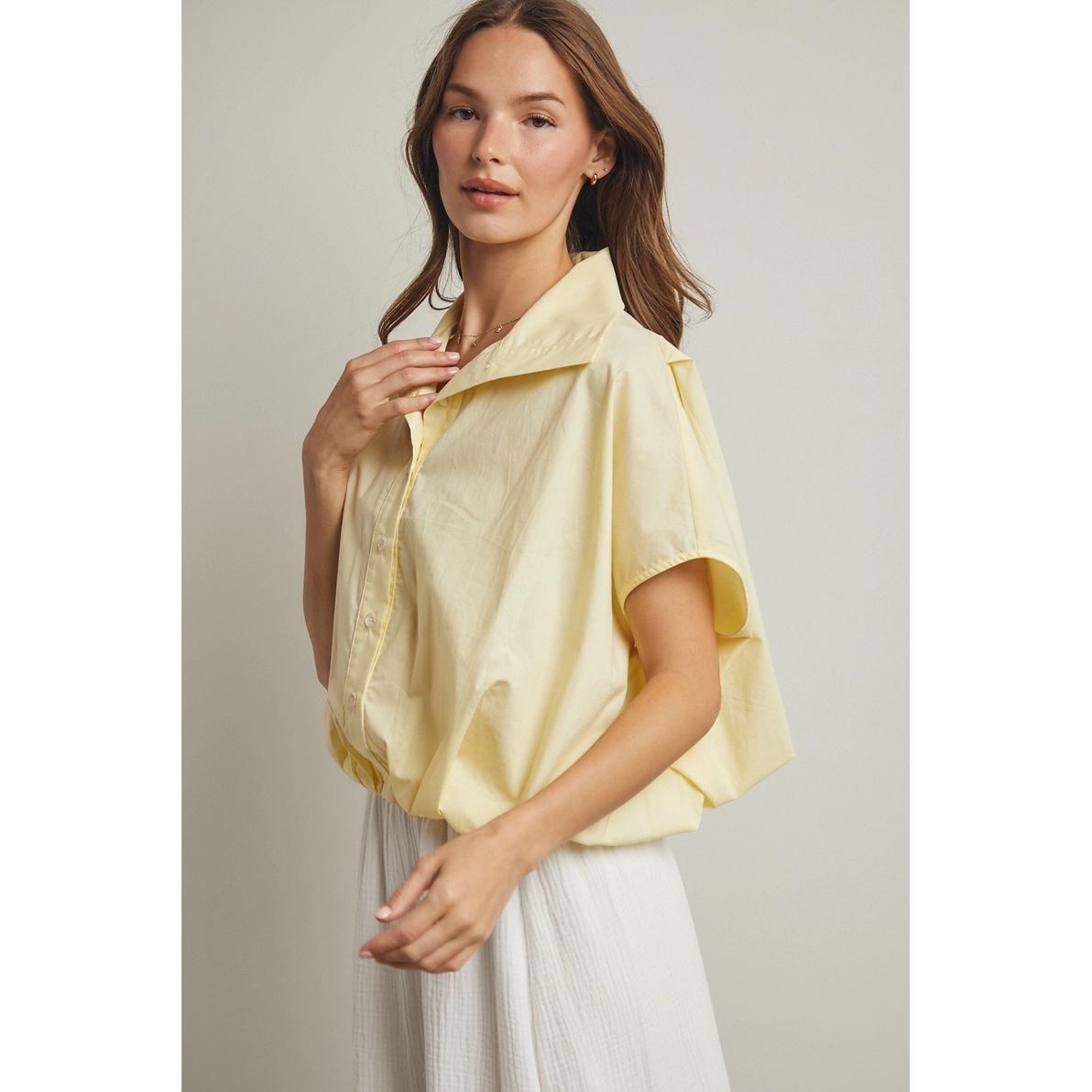 Lemon Bubble Hem Blouse