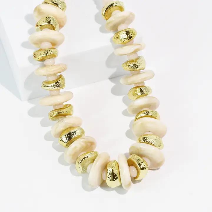 Ivory & Gold Disc Necklace