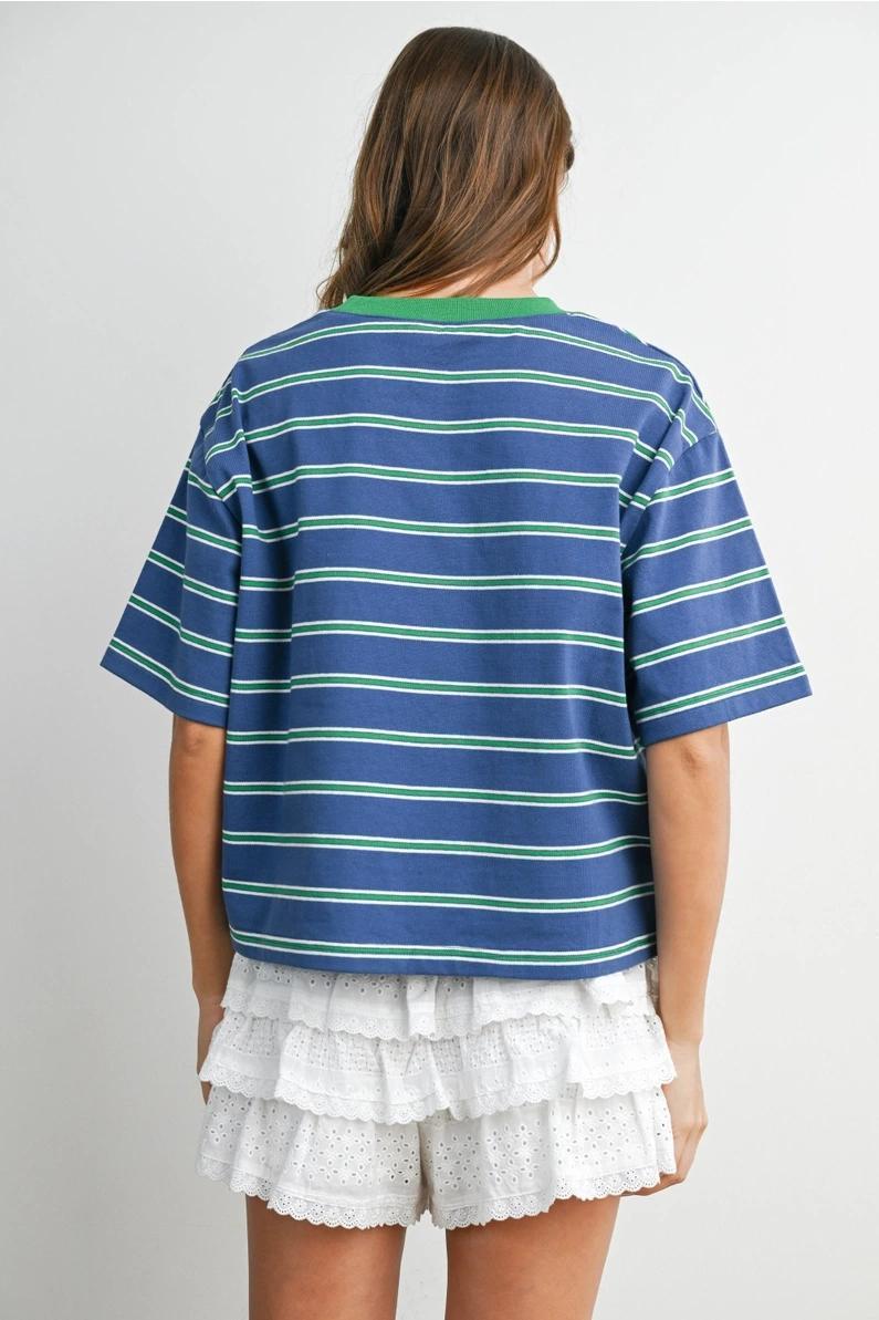 Blue and Green Boxy T shirt