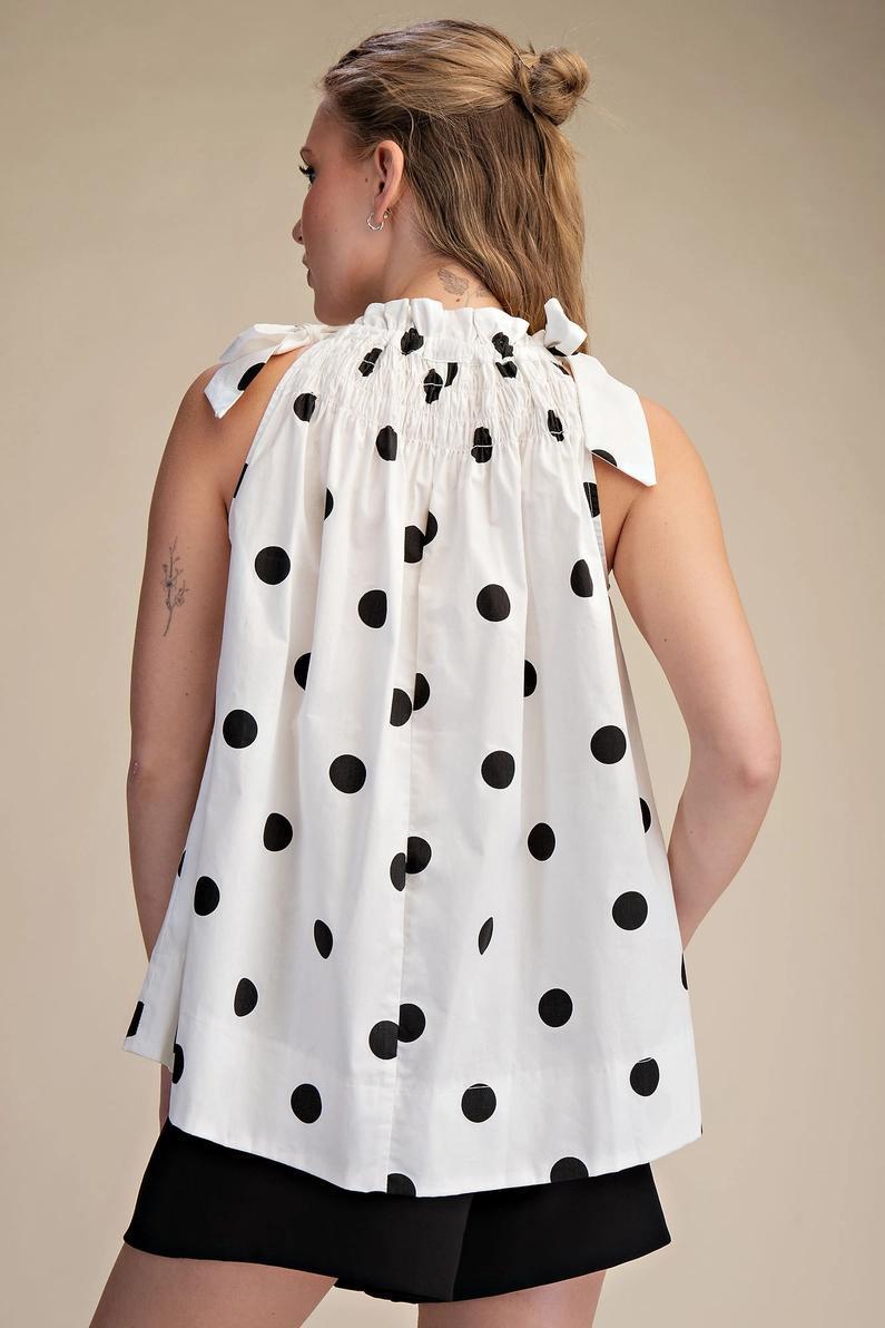 White with Black Smocked Top