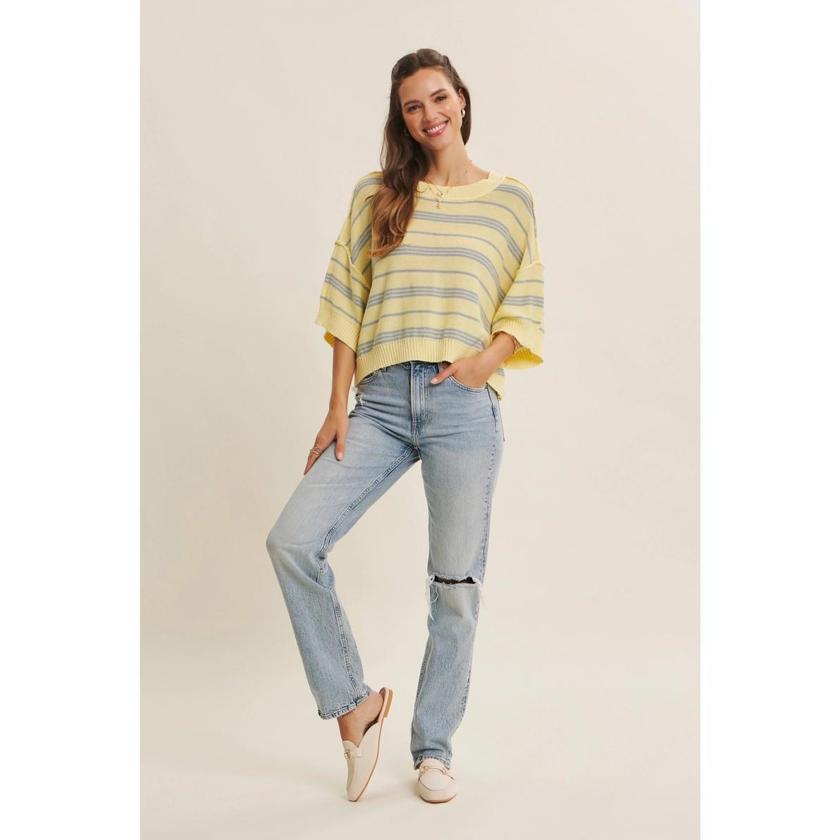 Lemondrop and Blue Relaxed Sweater