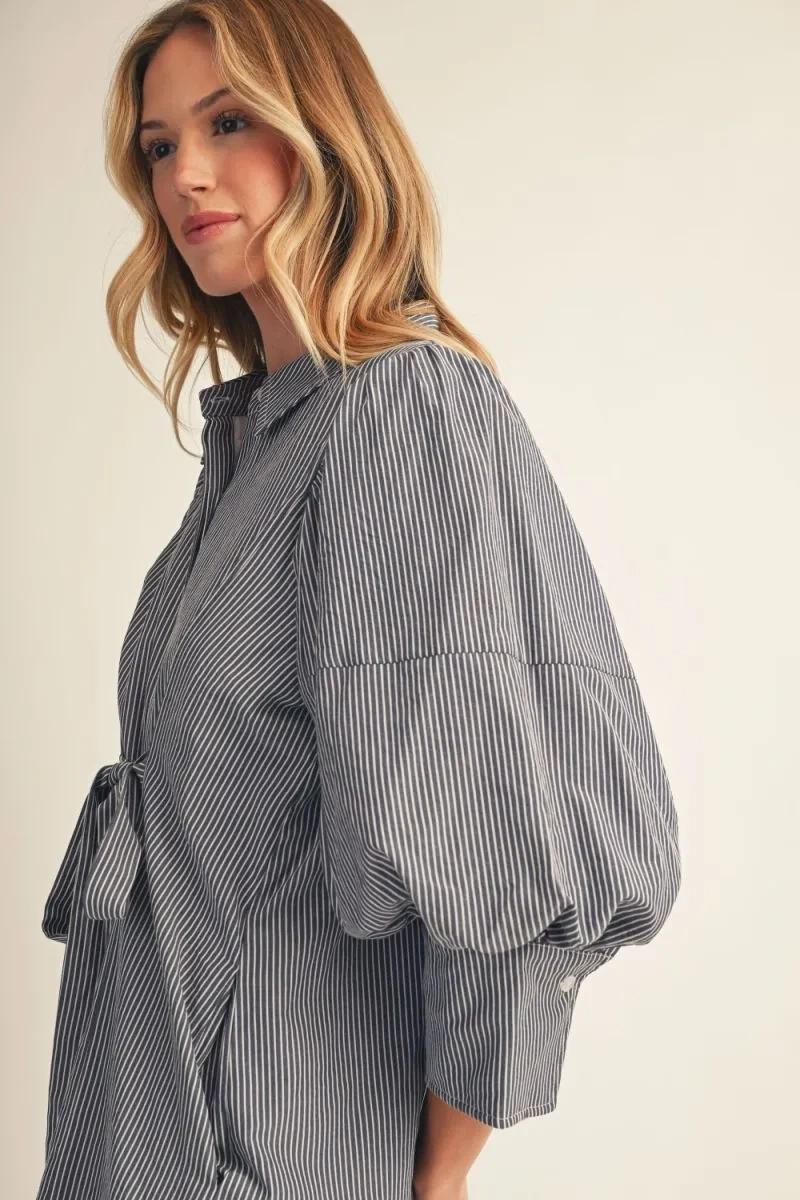 Denim Colored Pinstripe Dress