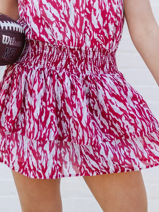 Tiger Tail Crimson and White Skirt