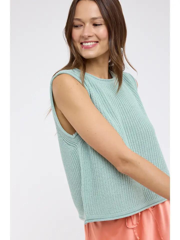 Sage Sleeveless Sweater Top