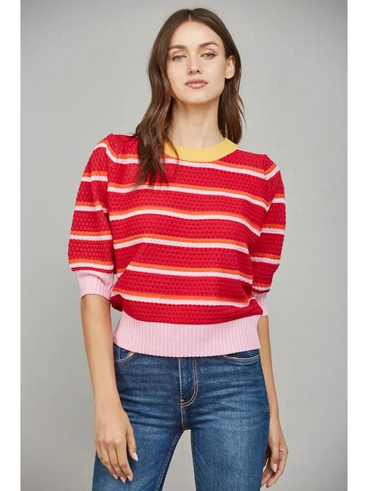 Mustard Red and Lilac Sweater