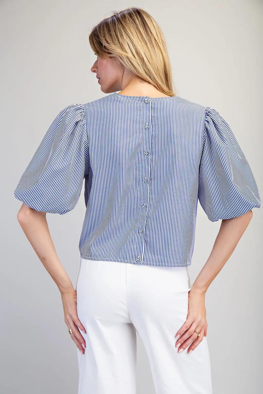 Cobalt Blue Striped Blouse