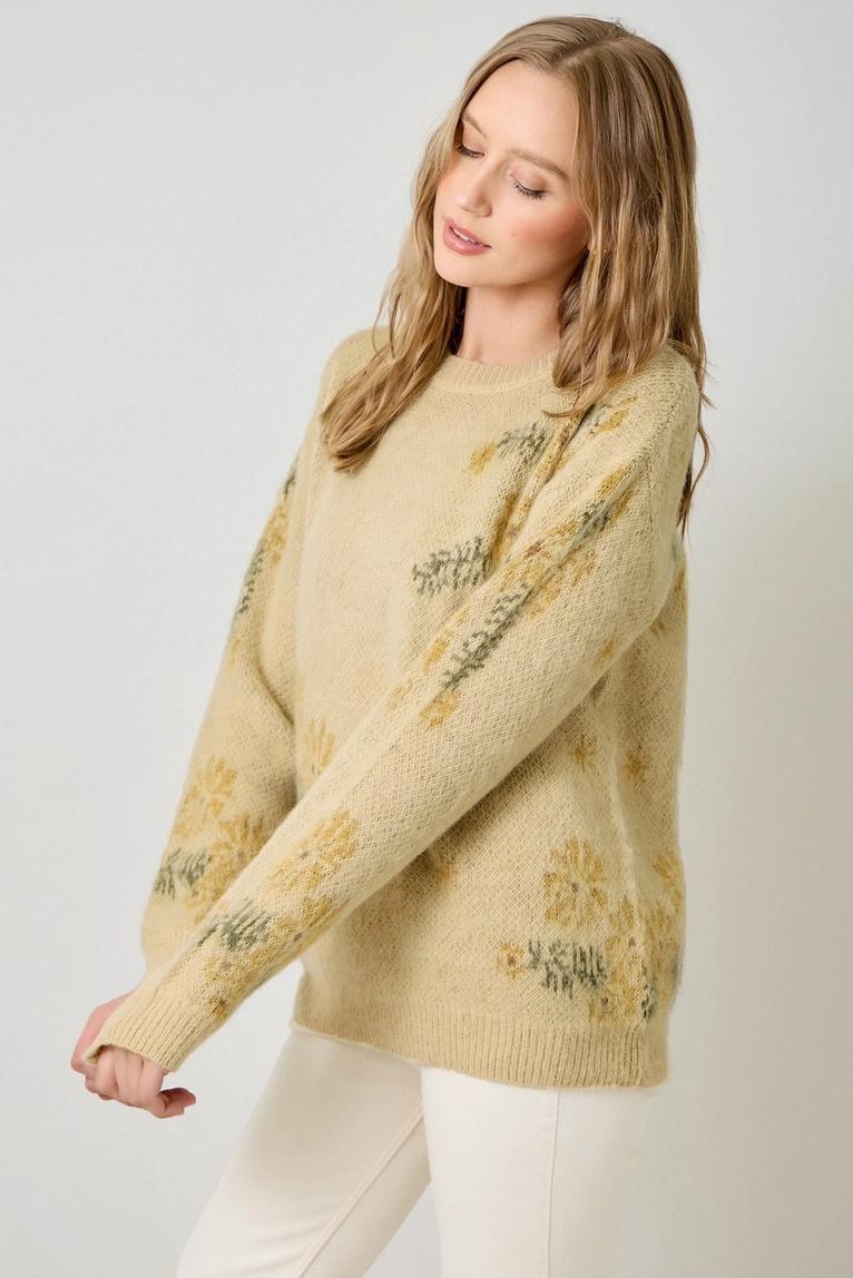 Custard Floral Pullover
