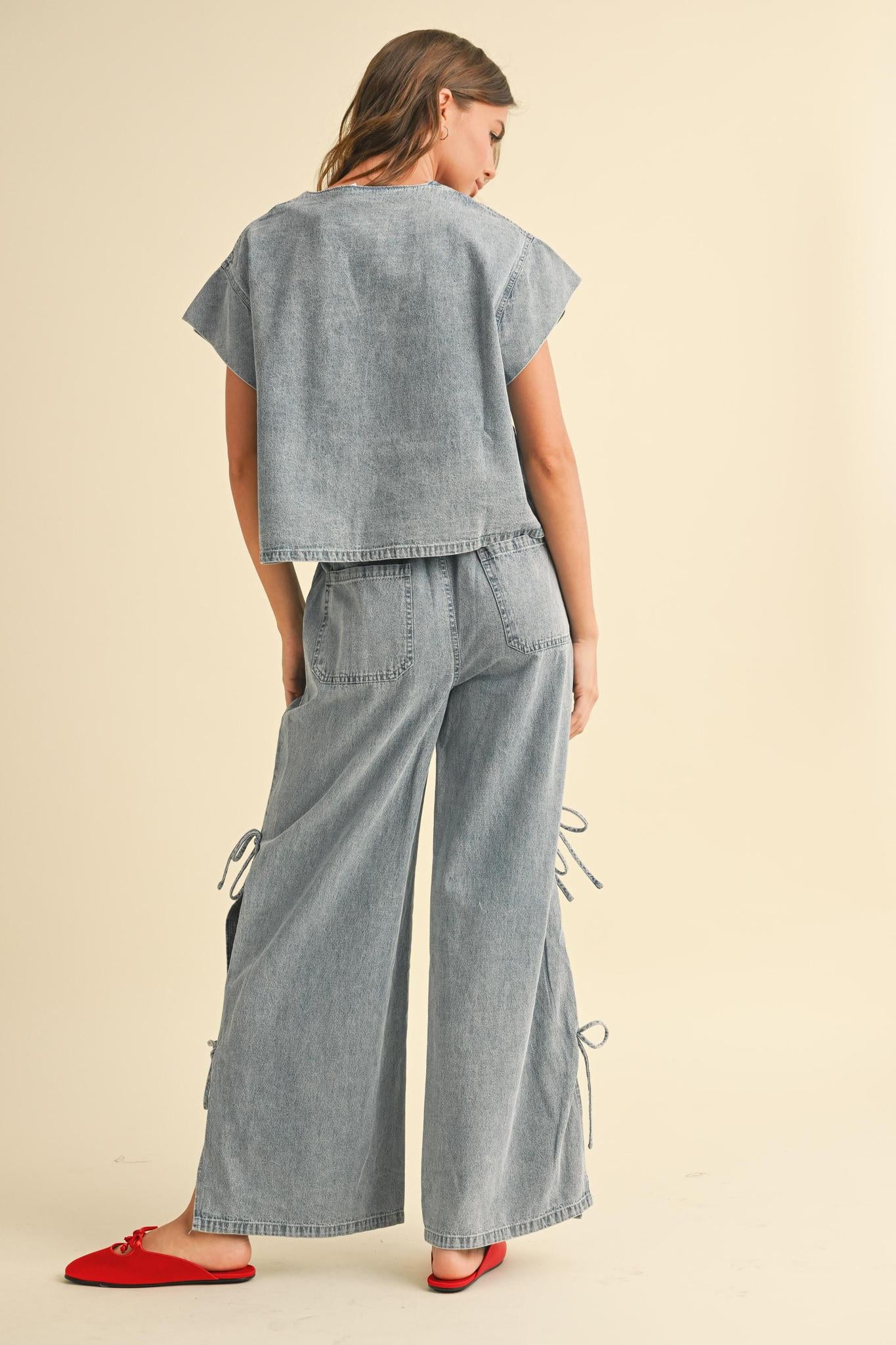 Denim Tied Front Top