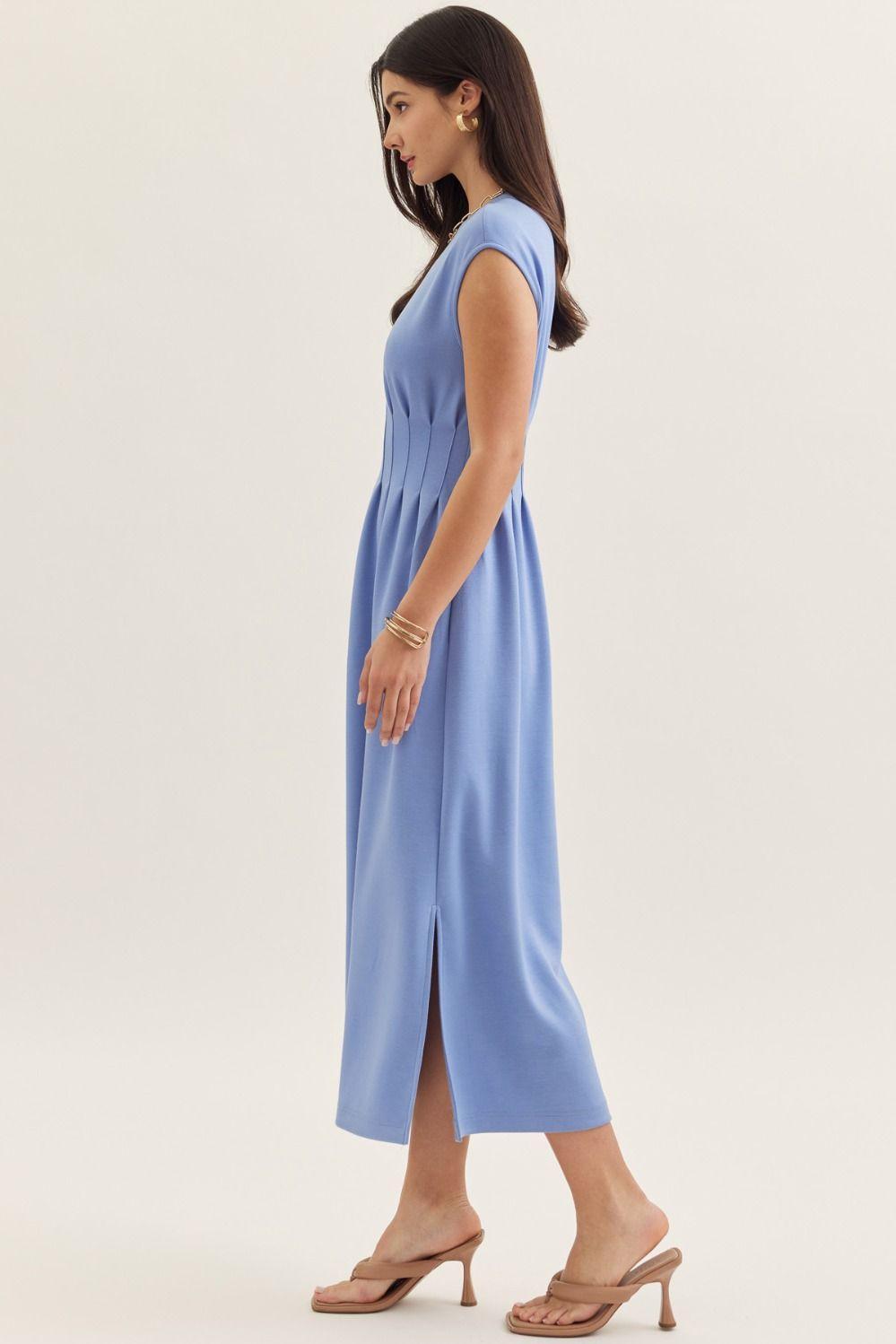 Chambray Blue Scuba Midi Dress