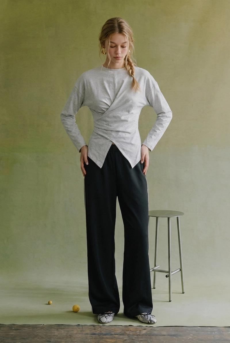 Marl Grey Pleated and Twisted Top