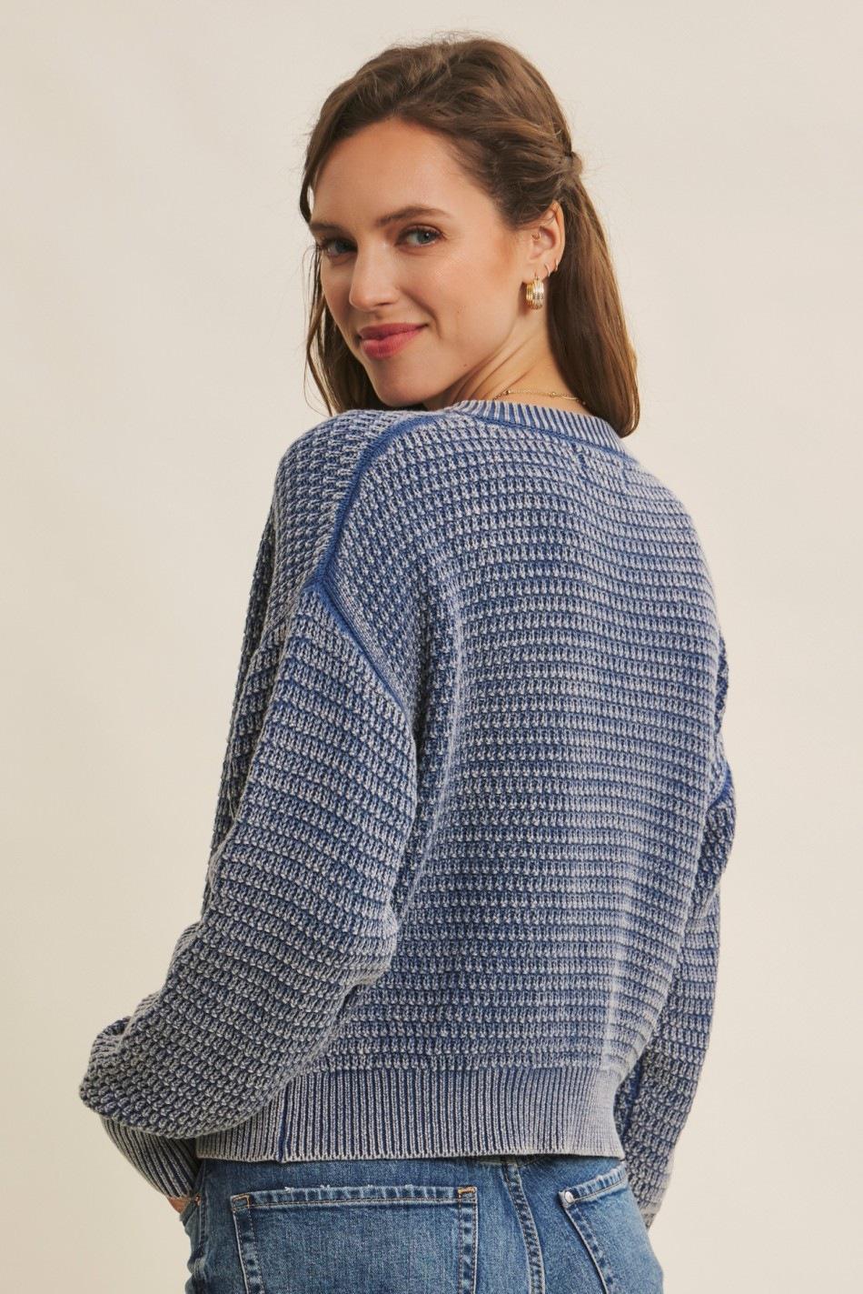 Vintage Blue Mineral Washed Cardigan