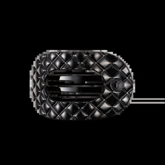 Jet Black Quilted Med. Round Flat