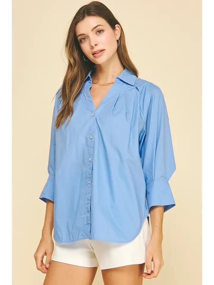 French Blue Wide Cuff Shirt