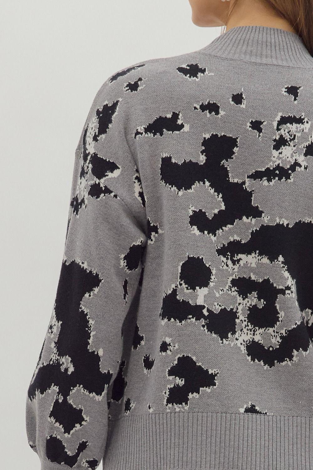 Heathered Grey Zip Front Sweater