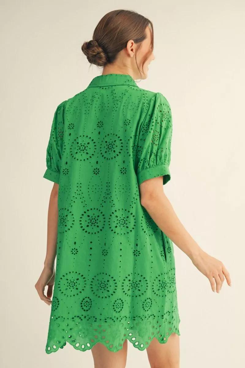 Kelly Green Eyelet Dress