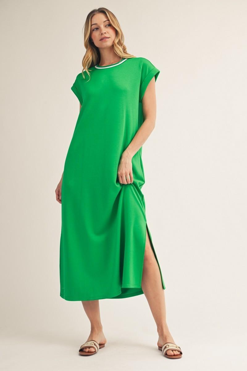 Kelly Green Side Slit Maxi Dress