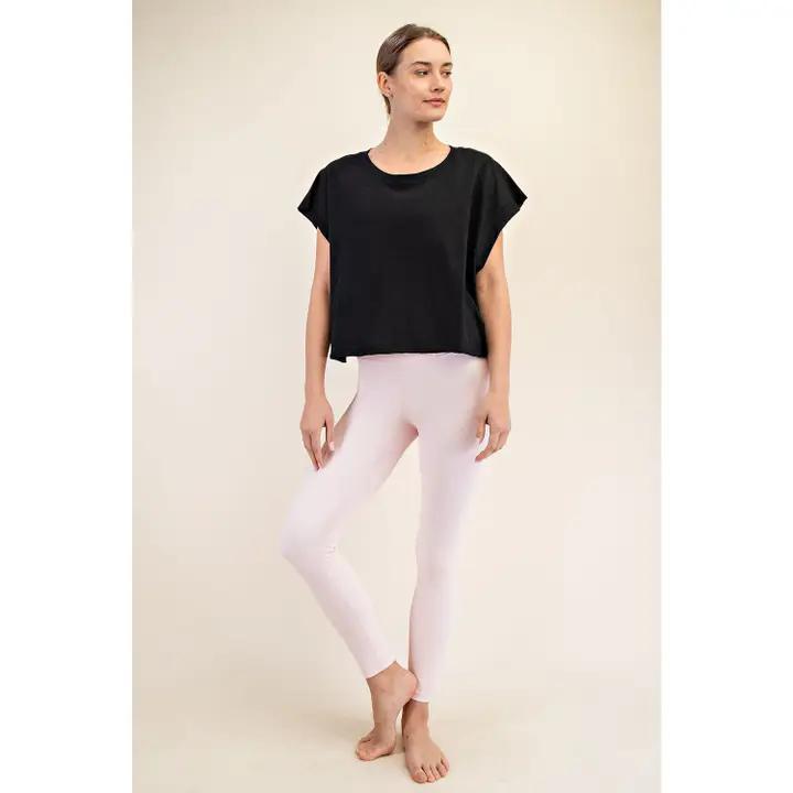 Black Cotton Slub Top