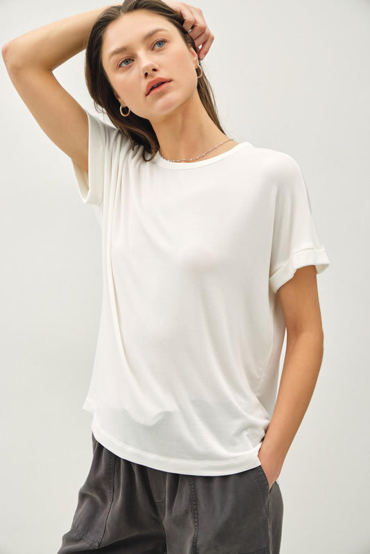 Off White Rolled Sleeve Tee