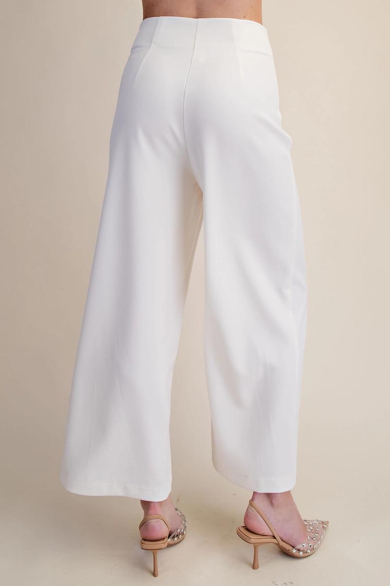 Ivory High Waisted Wide Leg Pants
