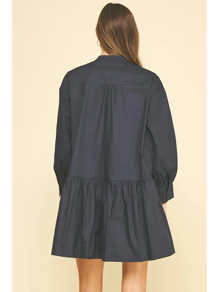 Navy Embroidered Mini Dress