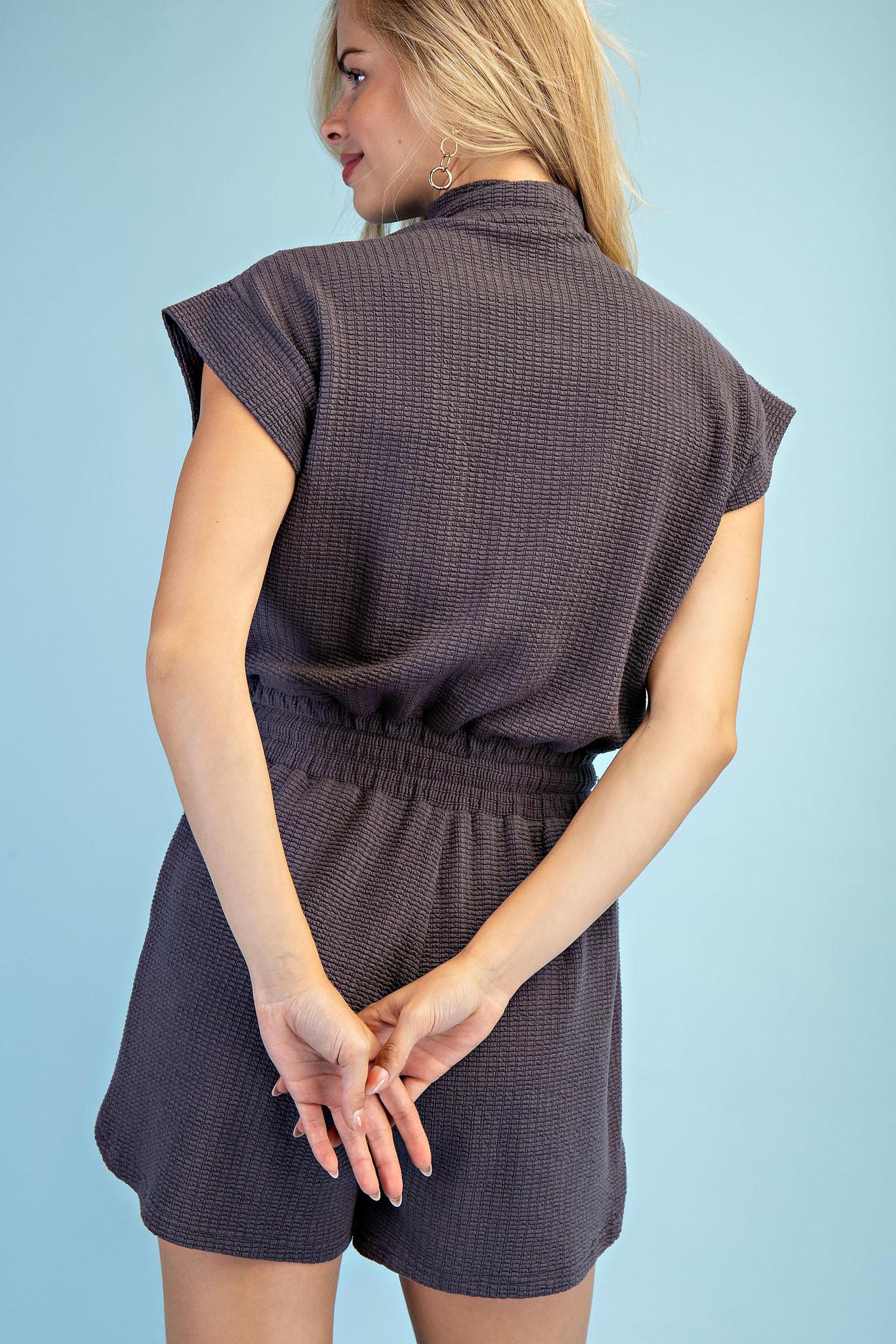 Charcoal Drawstring Romper