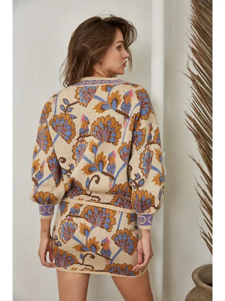 Taupe Combo Sweater Skirt Set