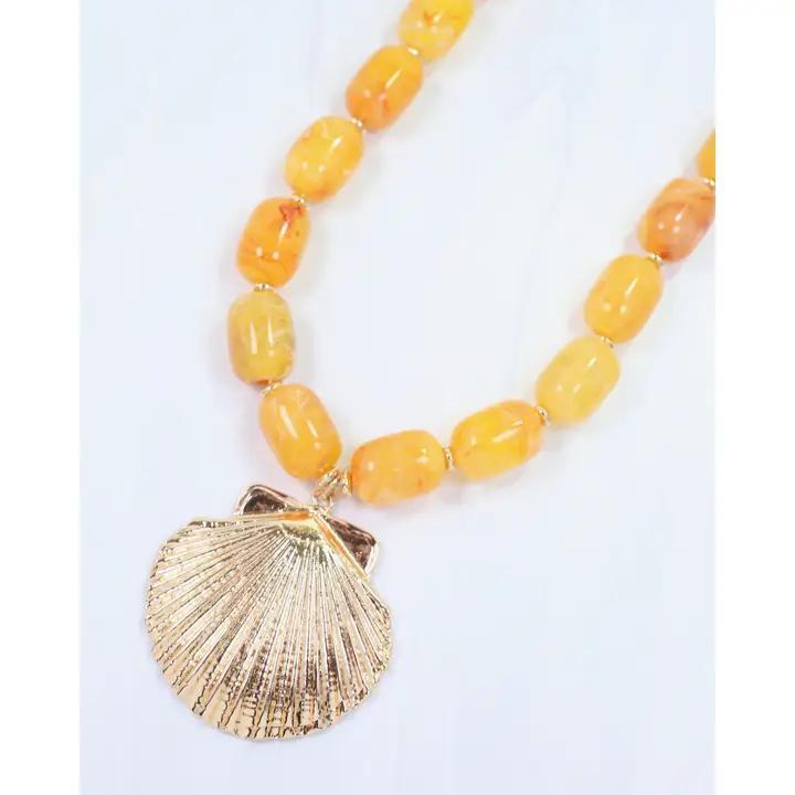 Yellow Bega Marble Shell Necklace