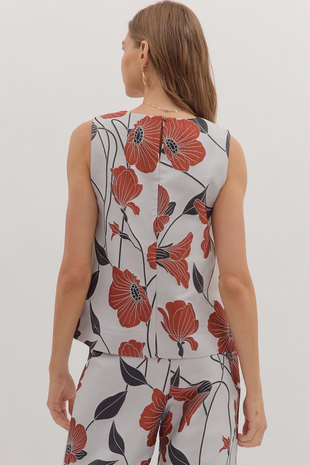 Silver Floral Pants Set