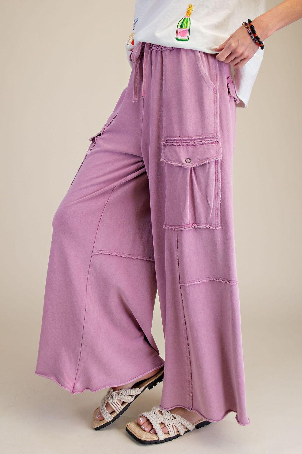 Mauve Mineral Washed Terry Pants