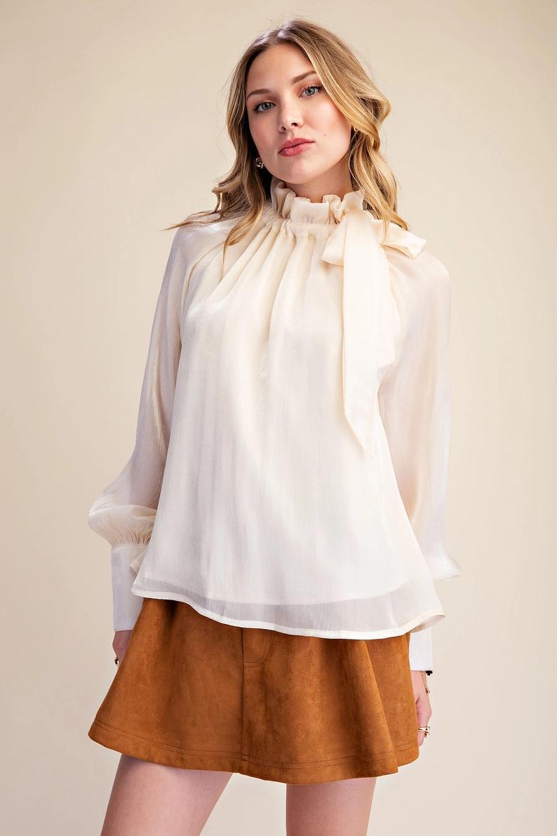 Champagne  Metallic Shimmer Blouse
