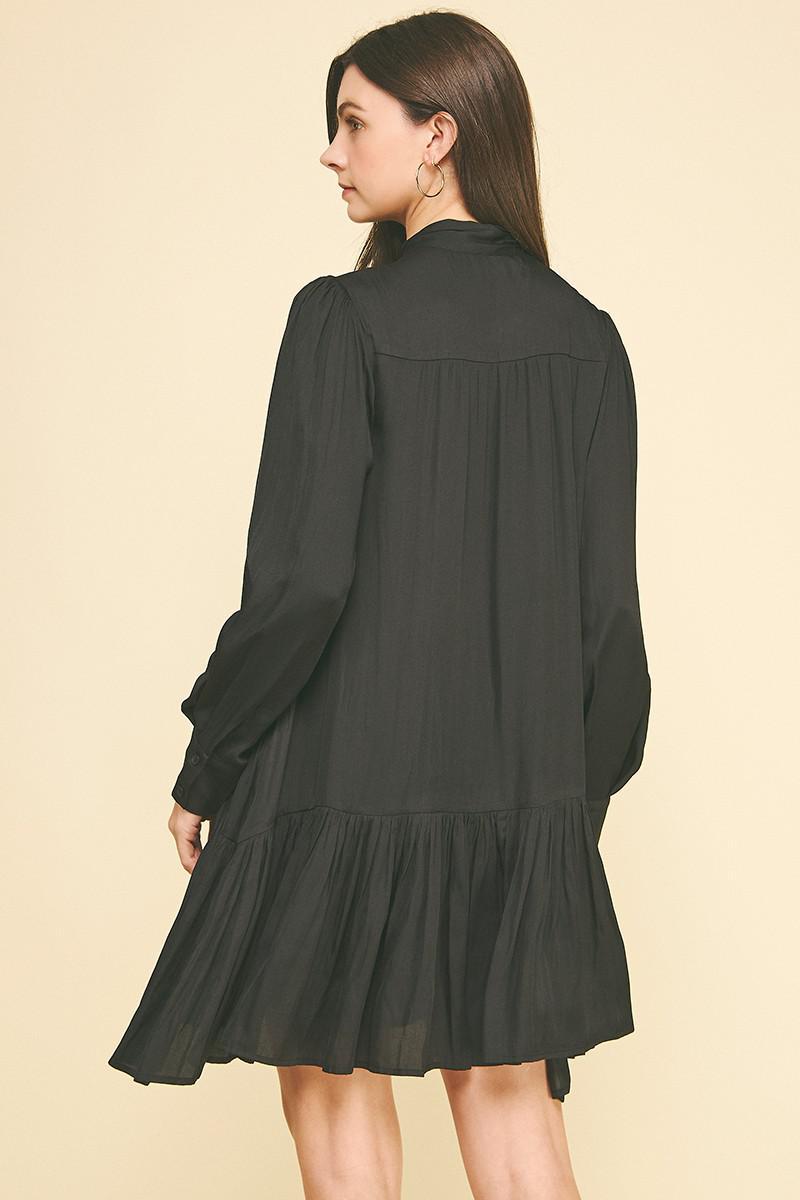 Black Neck Tie Mini Dress