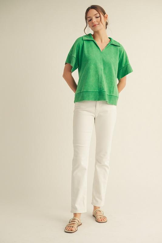Kelly Green Mineral Washed Top